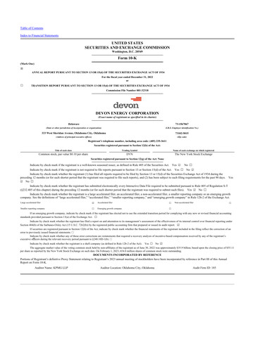 Thumbnail Devon Energy
 10-K Annual Report 2022