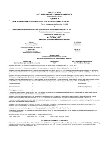 Thumbnail Autoliv 10-K Annual Report 2022