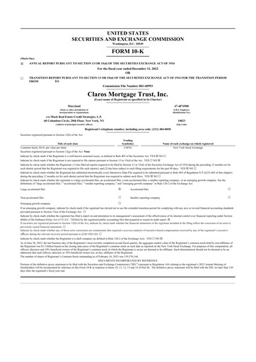 Thumbnail Claros Mortgage Trust 10-K Annual Report 2022