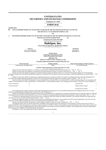 Thumbnail HubSpot 10-K Annual Report 2022