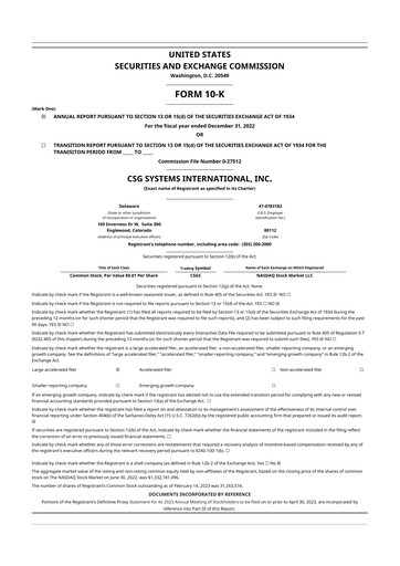 Thumbnail CSG International
 10-K Annual Report 2022