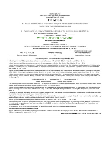 Thumbnail Weyerhaeuser
 10-K Annual Report 2022