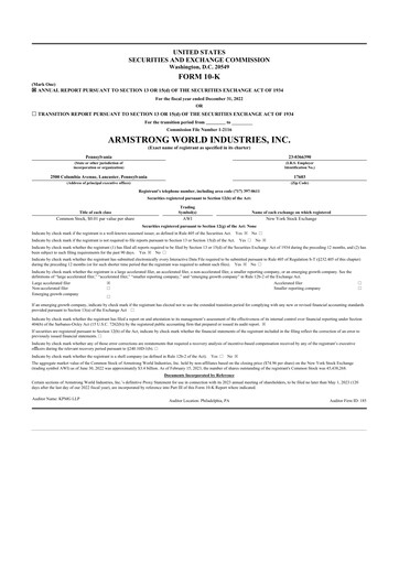 Thumbnail Armstrong World Industries
 10-K Annual Report 2022