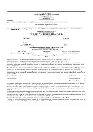 Miniature Apellis Pharmaceuticals 10-K Rapport annuel 2022