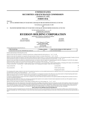 Thumbnail Ryerson 10-K Annual Report 2022