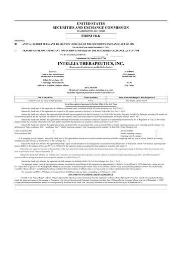 Thumbnail Intellia Therapeutics 10-K Annual Report 2022