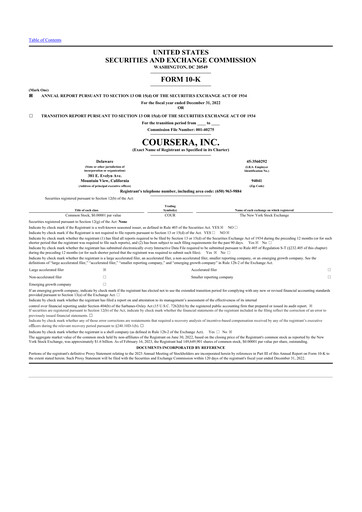 Thumbnail Coursera 10-K Annual Report 2022