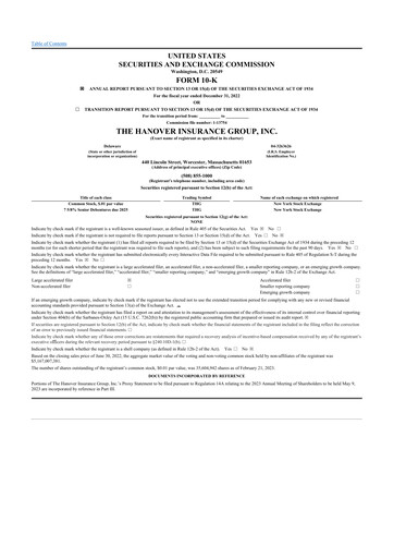 Thumbnail Hanover Insurance Group 10-K Annual Report 2022