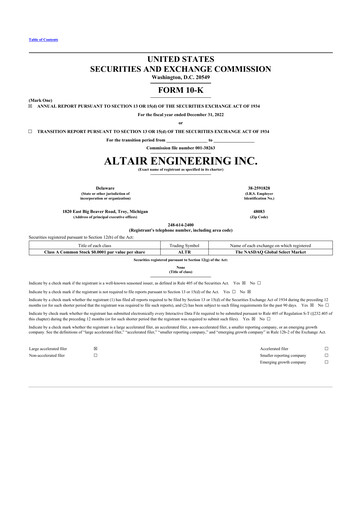 Thumbnail Altair Engineering
 10-K Annual Report 2022