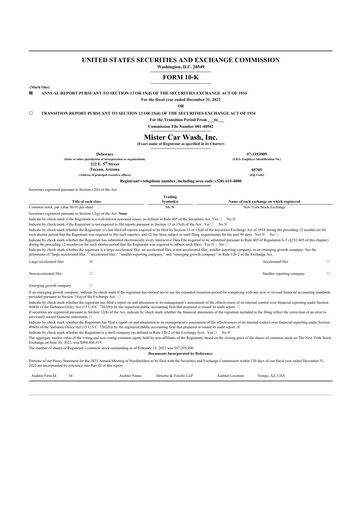 Thumbnail Mister Car Wash 10-K Annual Report 2022