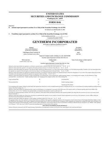 Thumbnail Gentherm 10-K Annual Report 2022