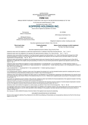 Vorschaubild Koppers Holdings 10-K Jahresbericht 2022