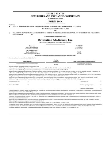 Thumbnail Revolution Medicines
 10-K Annual Report 2022