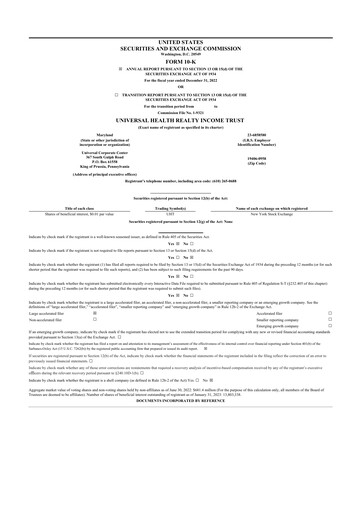 Thumbnail Universal Health Realty Income Trust 10-K Annual Report 2022