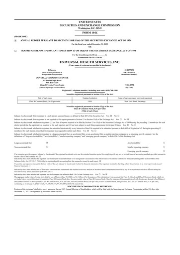 Thumbnail Universal Health Services
 10-K Annual Report 2022