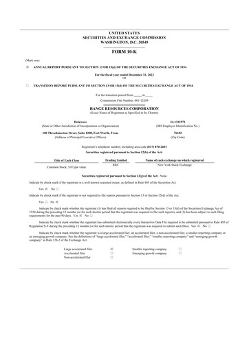 Thumbnail Range Resources
 10-K Annual Report 2022