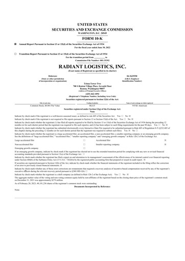 Thumbnail Radiant Logistics
 10-K Annual Report 2022