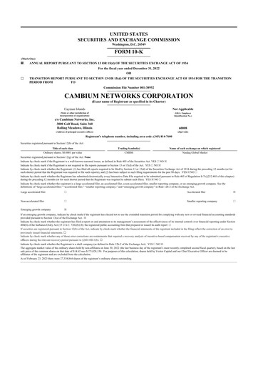 Thumbnail Cambium Networks 10-K Annual Report 2022