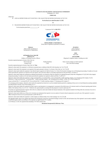 Thumbnail CrossAmerica Partners 10-K Annual Report 2022