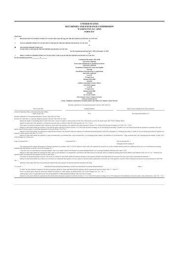 Thumbnail NOVONIX 20-F Annual Report 2022