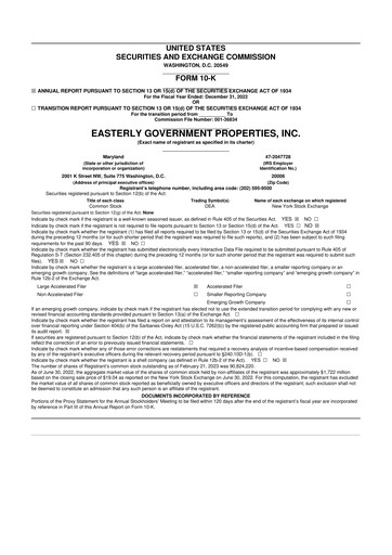 Vorschaubild Easterly Government Properties 10-K Jahresbericht 2022