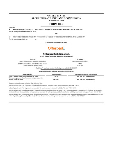 Miniature Offerpad 10-K Rapport annuel 2022