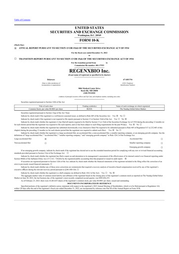 Miniature REGENXBIO 10-K Rapport annuel 2022