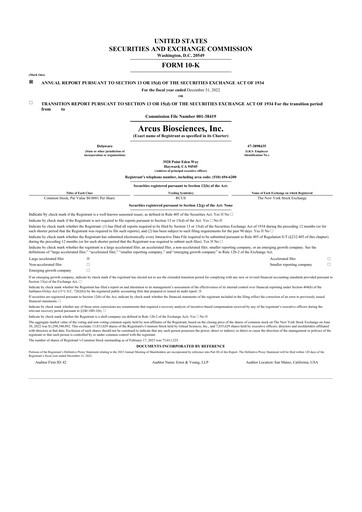 Thumbnail Arcus Biosciences
 10-K Annual Report 2022