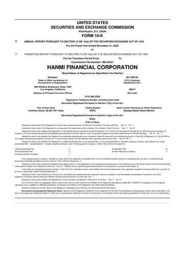 Vorschaubild Hanmi Financial 10-K Jahresbericht 2022