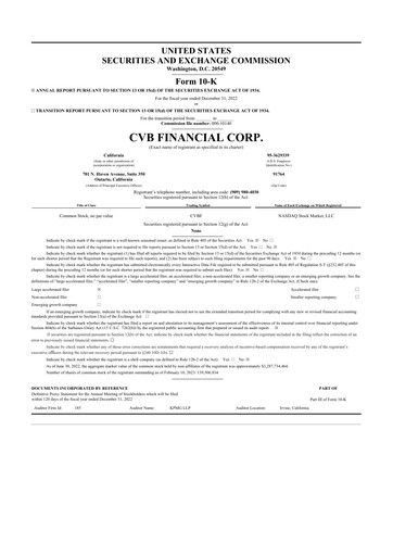 Thumbnail CVB Financial 10-K Annual Report 2022