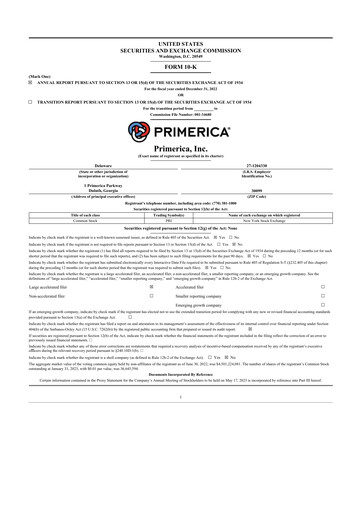 Thumbnail Primerica
 10-K Annual Report 2022