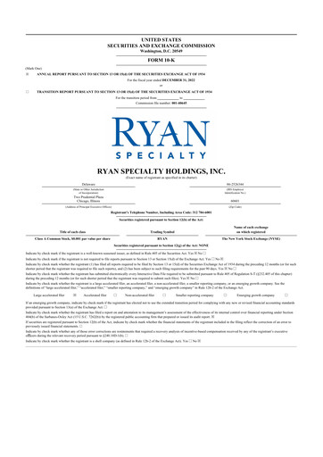 Thumbnail Ryan Specialty 10-K Annual Report 2022