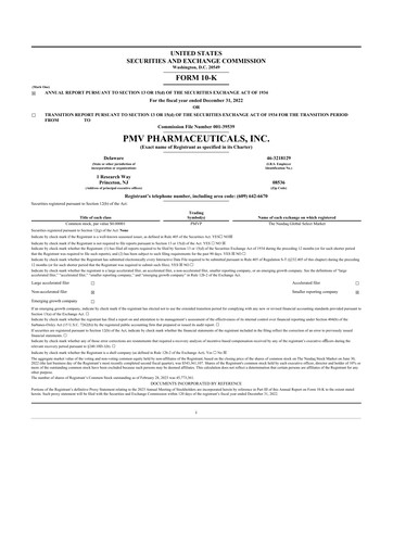 Thumbnail PMV Pharmaceuticals 10-K Annual Report 2022