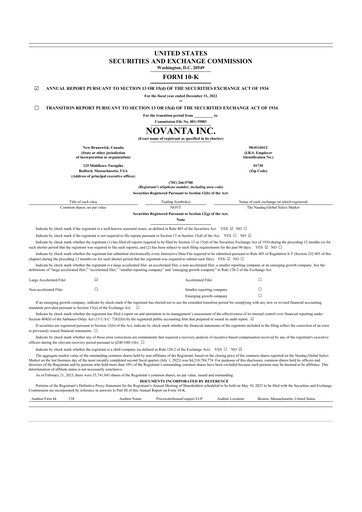 Vorschaubild Novanta 10-K Jahresbericht 2022