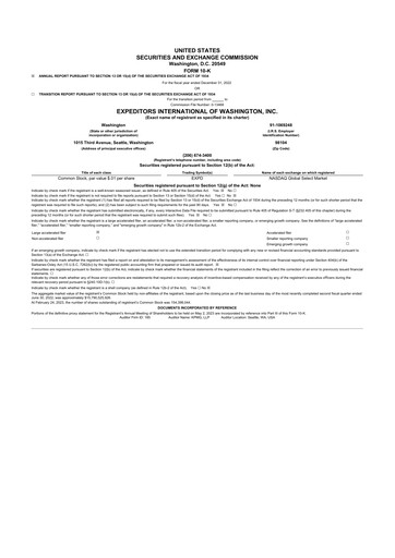 Thumbnail Expeditors International 10-K Annual Report 2022