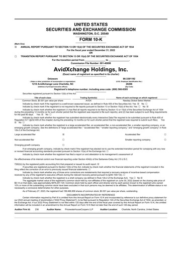 Thumbnail AvidXchange 10-K Annual Report 2022