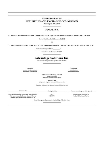 Thumbnail Advantage Solutions 10-K Annual Report 2022