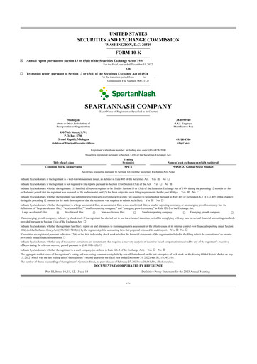 Thumbnail SpartanNash
 10-K Annual Report 