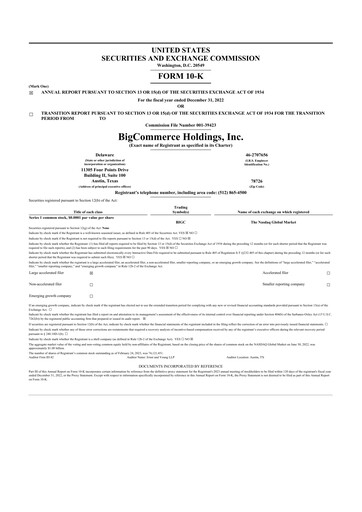 Thumbnail BigCommerce 10-K Annual Report 2022