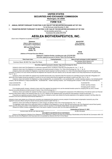Thumbnail Spyre Therapeutics 10-K Annual Report 2022