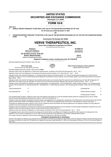 Thumbnail Verve Therapeutics 10-K Annual Report 2022