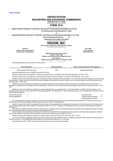 Thumbnail Vroom 10-K Annual Report 2022