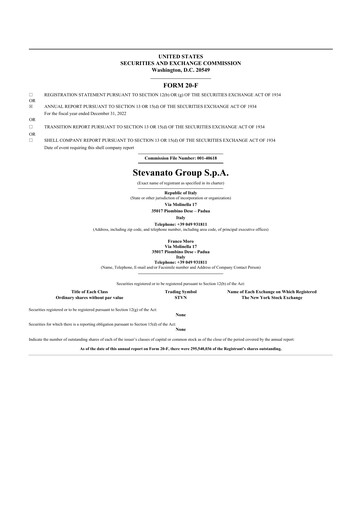 Vorschaubild Stevanato Group 20-F Jahresbericht 2022