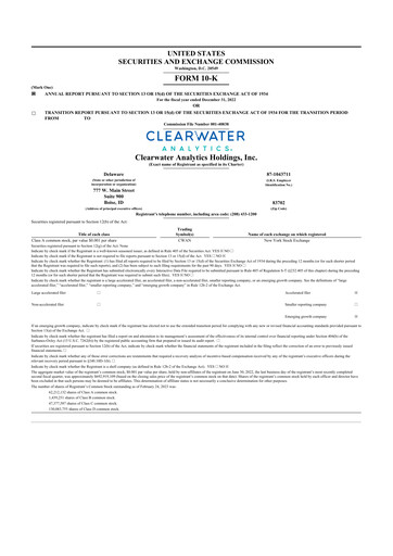 Thumbnail Clearwater Analytics 10-K Annual Report 2022