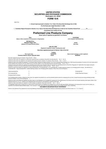 Vorschaubild Preformed Line Products 10-K Jahresbericht 2022