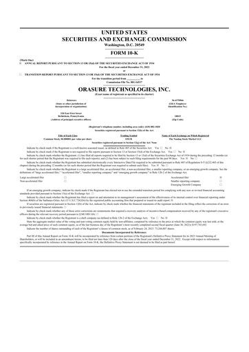 Thumbnail OraSure Technologies 10-K Annual Report 2022