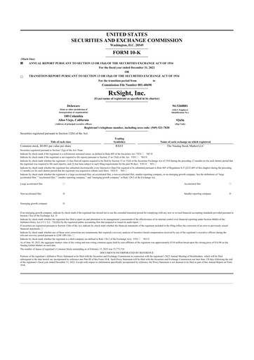 Thumbnail RxSight 10-K Annual Report 2022