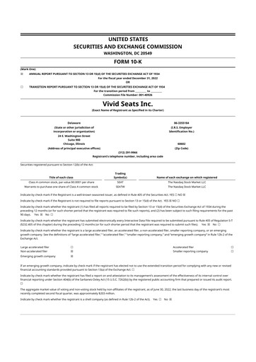 Vorschaubild Vivid Seats 10-K Jahresbericht 2022