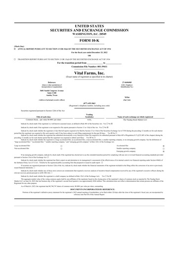 Vorschaubild Vital Farms 10-K Jahresbericht 2022