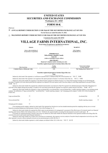 Vorschaubild Village Farms International 10-K Jahresbericht 2021